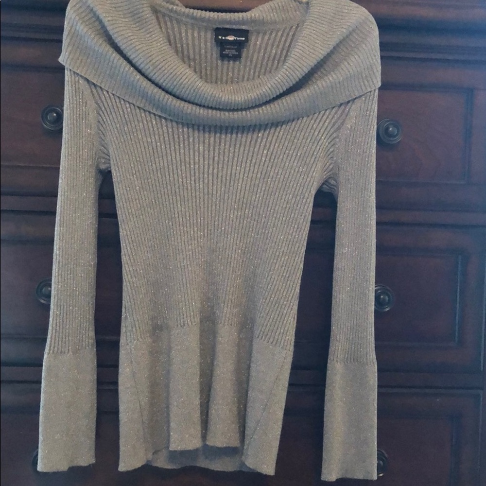 🛍 It’s Our Time Cowl-Neck Sweater Silver